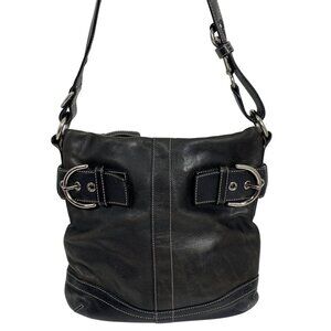 Y2K COACH 1452 Soho Black Leather Convertible Buckle Crossbody Shoulder Bag